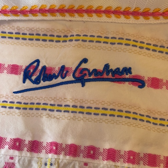 Robert graham long sleeve casual button down shirt size medium pink and yellow - Picture 9 of 12